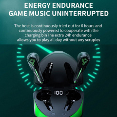 Game Mode True Wireless Earphones Low Latency Cool LED Light HD Voice Stereo Sound Sports Waterproof Headphones Earbuds