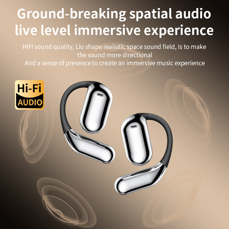 Wireless Earbuds Open-Ear Sports Headphones with ANC HiFi Stereo Sound Design LED Touch Display-for Gaming and Travel