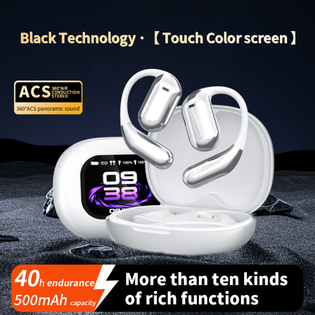 Wireless Earbuds Open-Ear Sports Headphones with ANC HiFi Stereo Sound Design LED Touch Display-for Gaming and Travel