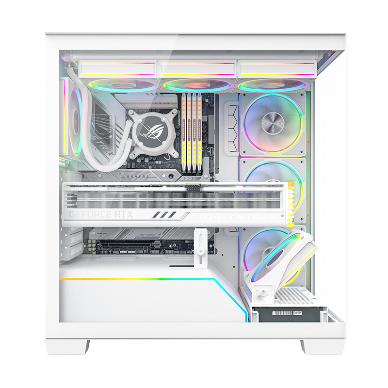 Power Optimization Magnetic Dust Filters, 10+ Fan Slots, PCIe 4.0 Riser & RGB Lighting Control System