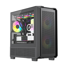New Designed Mid Tower Gaming Case Glass Side Panel and Front Iron Mesh Panel Gaming PC Case for Gamer