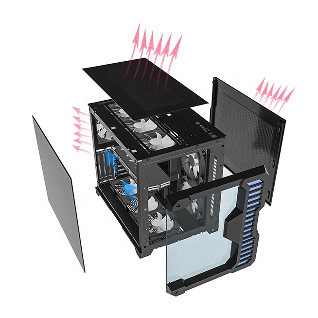 Pc Case Cube Computer Cases Gaming Desktop Newest Latest Style Wide Body ARGB Light Strip Gaming Pc ATX Glass Stock Mid Tower