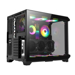 Pc Case Cube Computer Cases Gaming Desktop Newest Latest Style Wide Body ARGB Light Strip Gaming Pc ATX Glass Stock Mid Tower