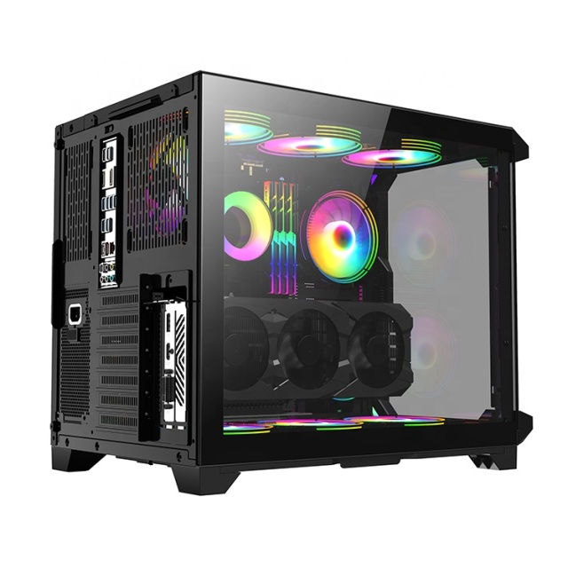 Pc Case Cube Computer Cases Gaming Desktop Newest Latest Style Wide Body ARGB Light Strip Gaming Pc ATX Glass Stock Mid Tower