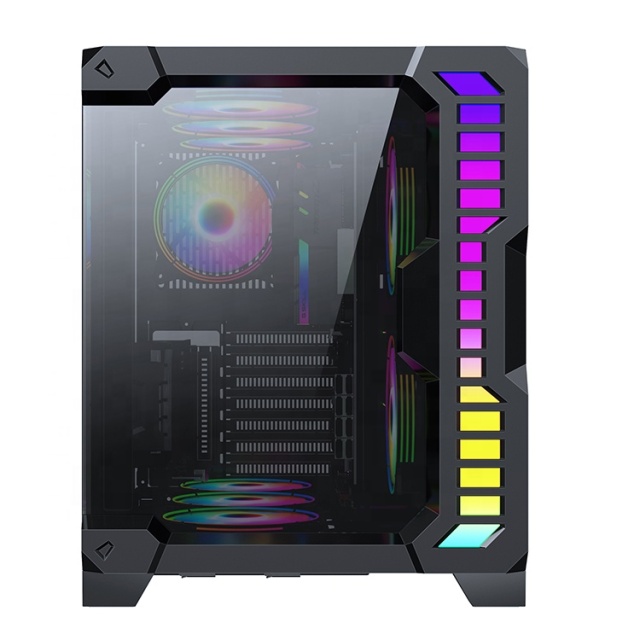 Pc Case Cube Computer Cases Gaming Desktop Newest Latest Style Wide Body ARGB Light Strip Gaming Pc ATX Glass Stock Mid Tower