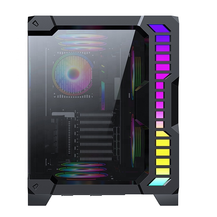 Pc Case Cube Computer Cases Gaming Desktop Newest Latest Style Wide Body ARGB Light Strip Gaming Pc ATX Glass Stock Mid Tower