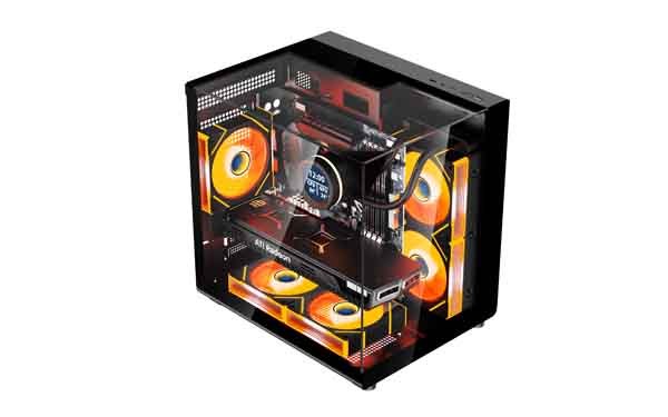 MATX Esport Gaming Chassis 7-fan Panoramic Lighting Effect 2 Sided Tempered Glass Mid Tower Desktop Computer Case in Stock