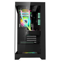 Full Tower Pc Case Gaming Computer Hardware Panel Water Cooler Software Tempered Glass ATX Pc Black Stock