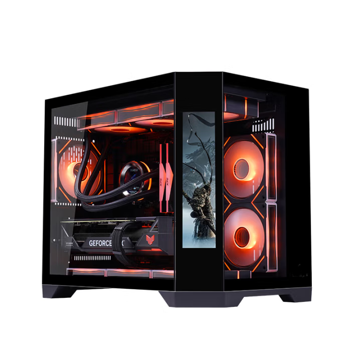 Customizable New Design Mid-tower MATX Gamer PC Case with USB3.0 & Tempered Glass New LCD Screen Computer Case