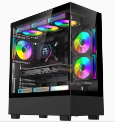 Factory Wholesale ATX Mid Tower PC Case Gaming Casing Desktop Tempered Glass Computer Cases &Towers Support 360 Cooler