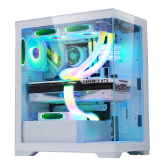 Full Tower Pc Case Gaming Computer Hardware Panel Water Cooler Software Tempered Glass ATX Pc Black Stock