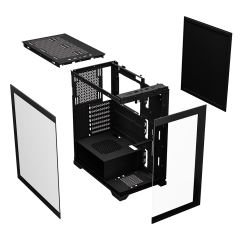 Full Tower Pc Case Gaming Computer Hardware Panel Water Cooler Software Tempered Glass ATX Pc Black Stock