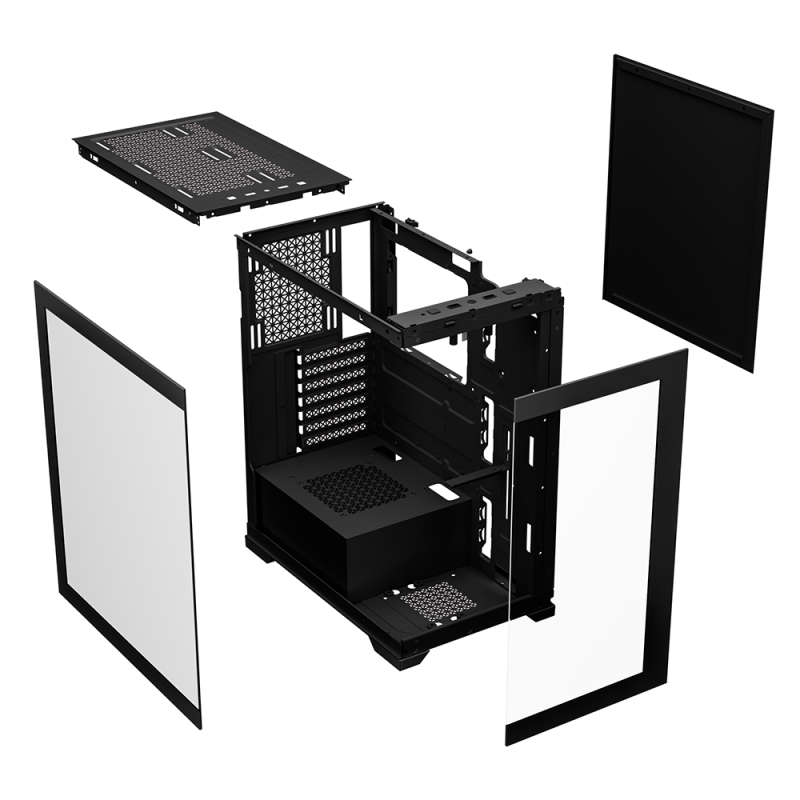 Full Tower Pc Case Gaming Computer Hardware Panel Water Cooler Software Tempered Glass ATX Pc Black Stock