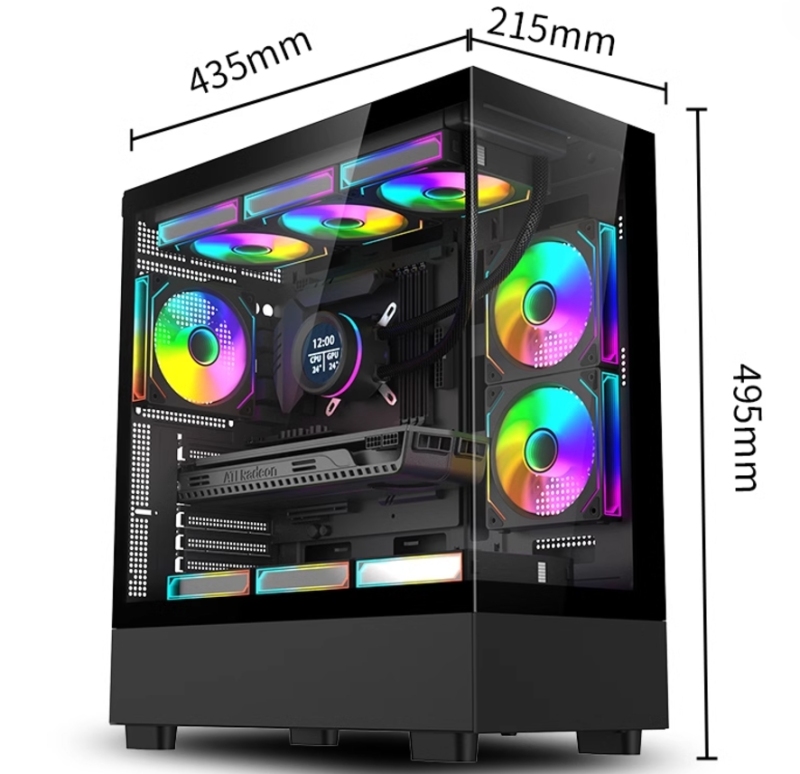 Factory Wholesale ATX Mid Tower PC Case Gaming Casing Desktop Tempered Glass Computer Cases &Towers Support 360 Cooler