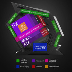 OEM Custom Factory Tempered Glass PC Gamer CPU Cabinet Tower ATX Gaming Computer Cases Towers Desktop Gaming