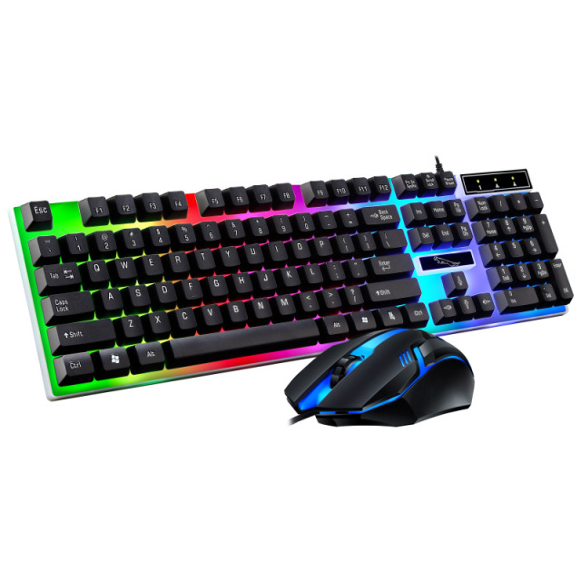 Gamer Keyboard and Mouse PC Gaming RGB Backlit Keyboard Rubber Keycaps Wired Keyboard Mouse Gamer Gaming Mouse