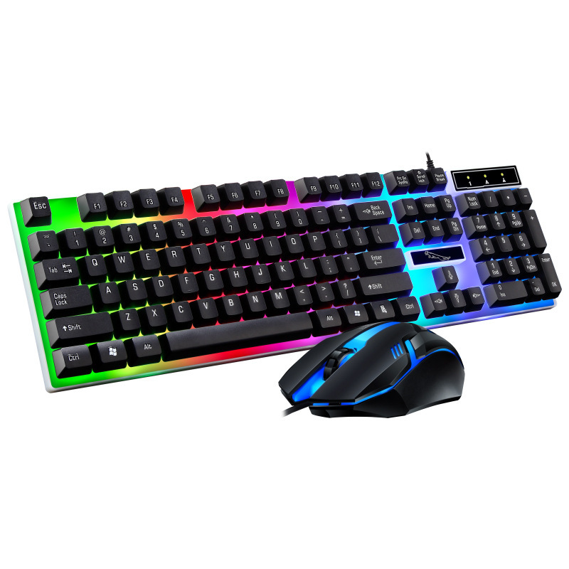 Gamer Keyboard and Mouse PC Gaming RGB Backlit Keyboard Rubber Keycaps Wired Keyboard Mouse Gamer Gaming Mouse