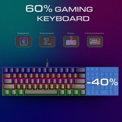 60 Percent Mechanical Keyboard 60% Mini Portable Computer Compact Gamer Keyboard Blue Switch Gaming Keyboard RK61