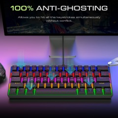 60 Percent Mechanical Keyboard 60% Mini Portable Computer Compact Gamer Keyboard Blue Switch Gaming Keyboard RK61