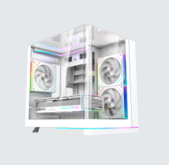 New Fashion Black/white Color Seaview Tempered Glass Case ATX HD USB 3.0 Computer Cases With RGB Strip