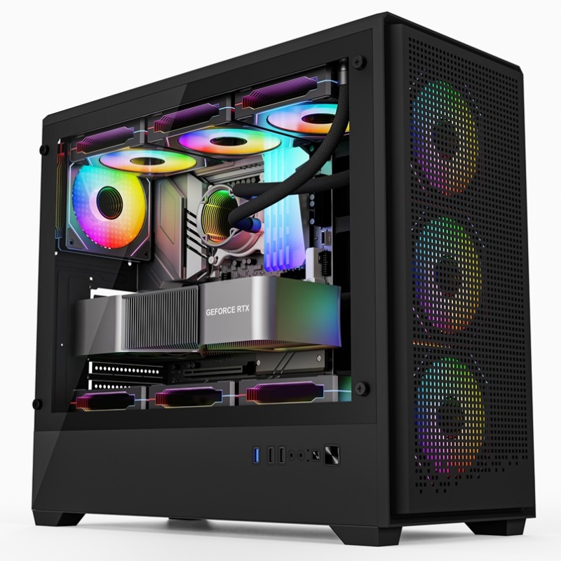 OEM Custom Brand Tempered Glass Case Gaming Pc Case E ATX Gaming Desktop Computer Case PC Cabinet Casing