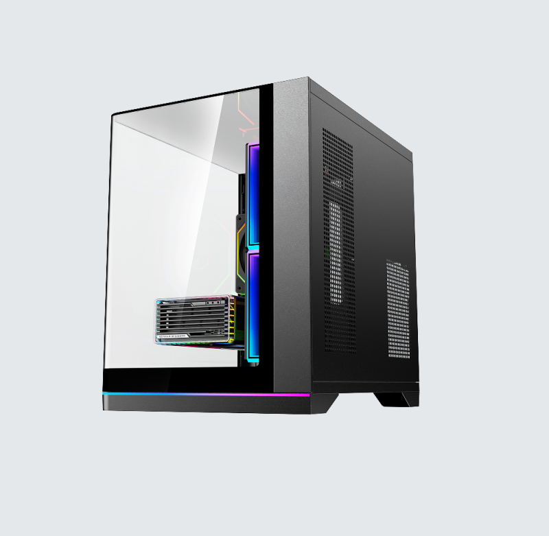 New Fashion Black/white Color Seaview Tempered Glass Case ATX HD USB 3.0 Computer Cases With RGB Strip