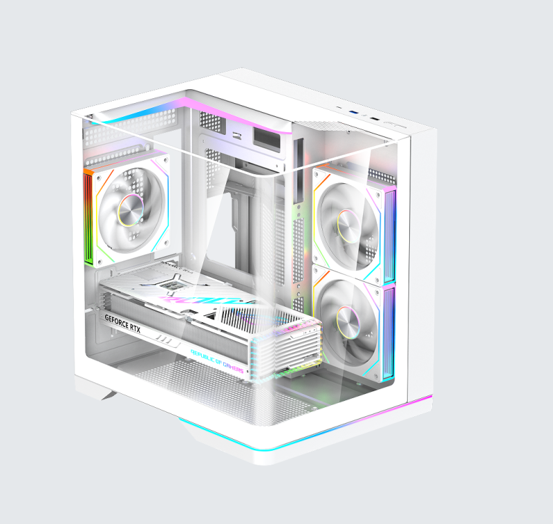 New Fashion Black/white Color Seaview Tempered Glass Case ATX HD USB 3.0 Computer Cases With RGB Strip