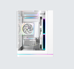 New Fashion Black/white Color Seaview Tempered Glass Case ATX HD USB 3.0 Computer Cases With RGB Strip