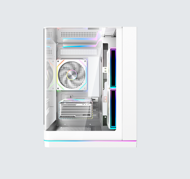 New Fashion Black/white Color Seaview Tempered Glass Case ATX HD USB 3.0 Computer Cases With RGB Strip