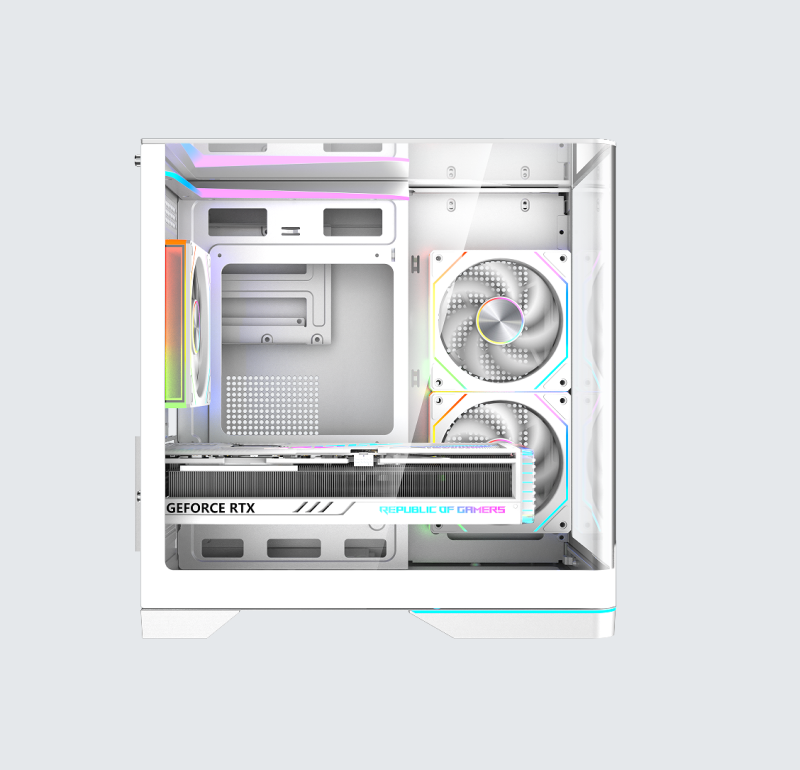 New Fashion Black/white Color Seaview Tempered Glass Case ATX HD USB 3.0 Computer Cases With RGB Strip