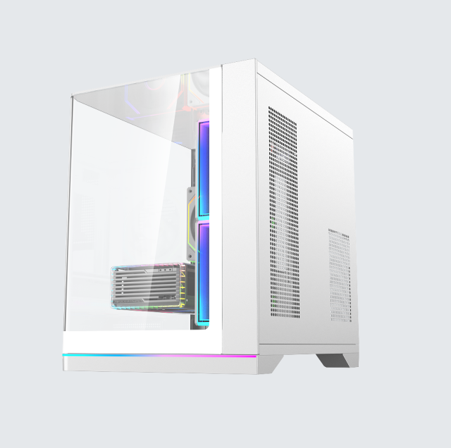 New Fashion Black/white Color Seaview Tempered Glass Case ATX HD USB 3.0 Computer Cases With RGB Strip