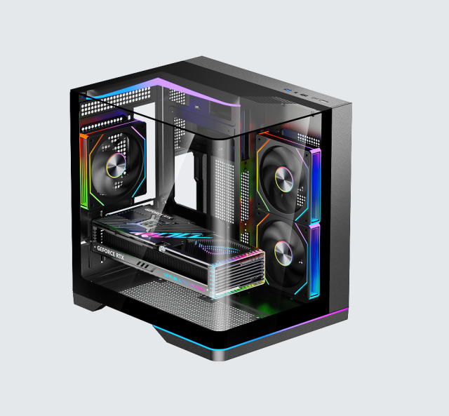 New Fashion Black/white Color Seaview Tempered Glass Case ATX HD USB 3.0 Computer Cases With RGB Strip