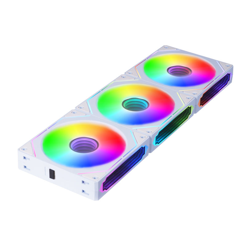 9-Blade ARGB PWM Fan, Hydraulic Bearing, 16+8 LEDs, 600-1600 RPM, with White Pads & FM2412C Hub