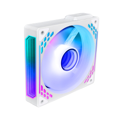 9-Blade ARGB PWM Computer Fan, Hydraulic Bearing, 16+8 LEDs, 600-1600 RPM, with White Silicone Pads & FM2312B Hub