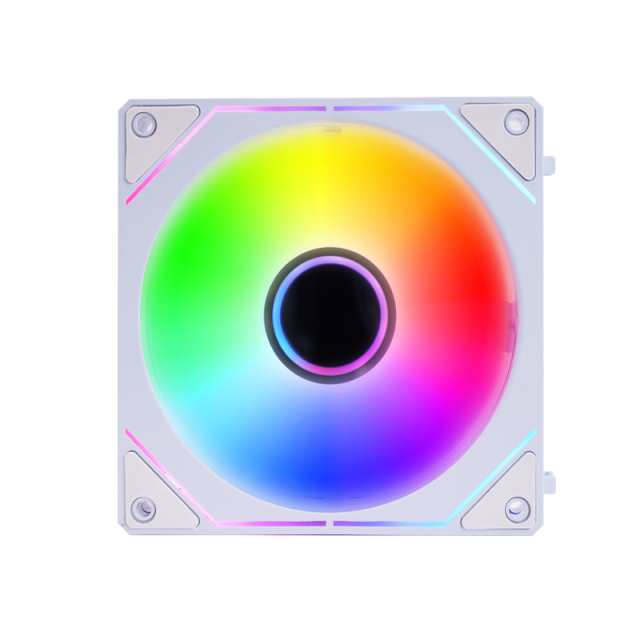 9-Blade ARGB PWM Fan, Hydraulic Bearing, 16+8 LEDs, 600-1600 RPM, with White Pads & FM2412C Hub