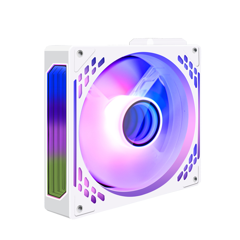 9-Blade ARGB PWM Computer Fan, Hydraulic Bearing, 16+8 LEDs, 600-1600 RPM, with White Silicone Pads & FM2312B Hub