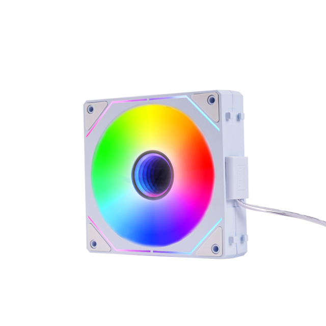 9-Blade ARGB PWM Fan, Hydraulic Bearing, 16+8 LEDs, 600-1600 RPM, with White Pads & FM2412C Hub