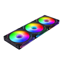 3-Pack ARGB PWM Fan Kit, Black Frame Milky Blades, Hydraulic Bearing, 16+8 LEDs, 600-1600 RPM, with FM2412C Hub & Black Silicone Pads