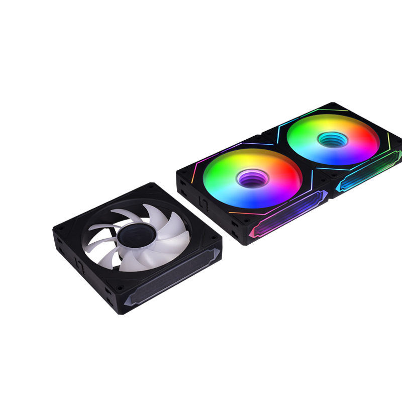 3-Pack ARGB PWM Fan Kit, Black Frame Milky Blades, Hydraulic Bearing, 16+8 LEDs, 600-1600 RPM, with FM2412C Hub & Black Silicone Pads