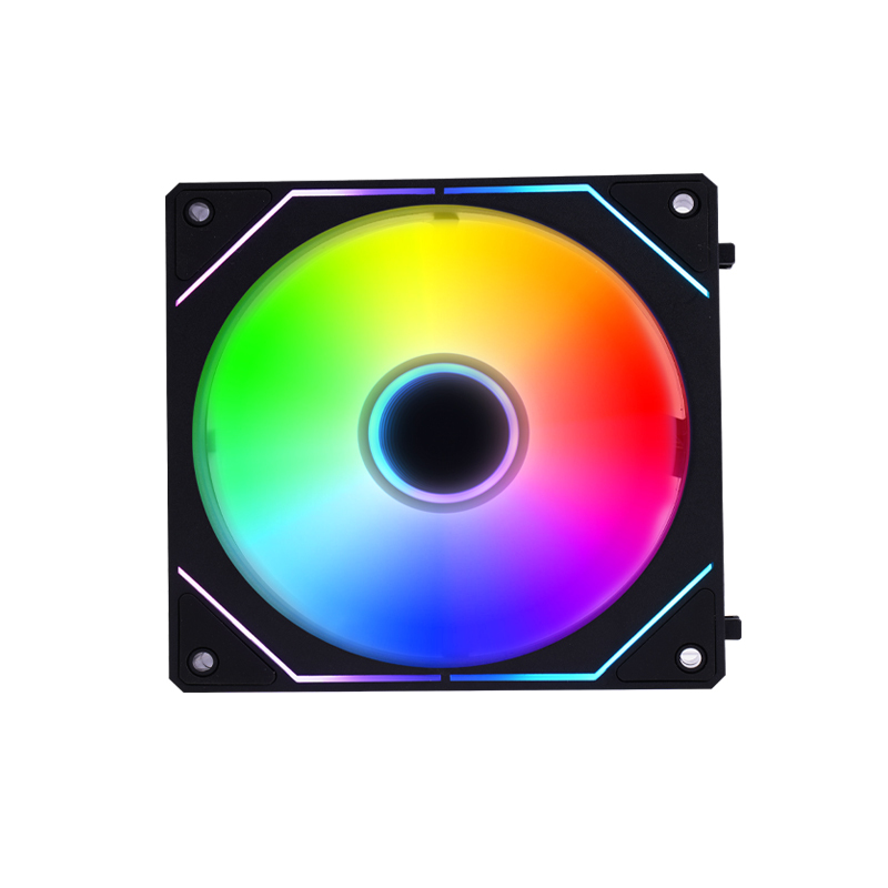 3-Pack ARGB PWM Fan Kit, Black Frame Milky Blades, Hydraulic Bearing, 16+8 LEDs, 600-1600 RPM, with FM2412C Hub & Black Silicone Pads