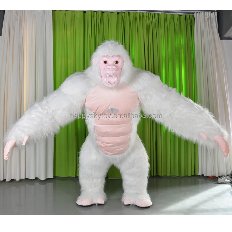 King Kong Animal Carnival Dress Suit Fur Gorilla Inflatable Mascot Costume for Adult Halloween Plush Furry Party Mascot