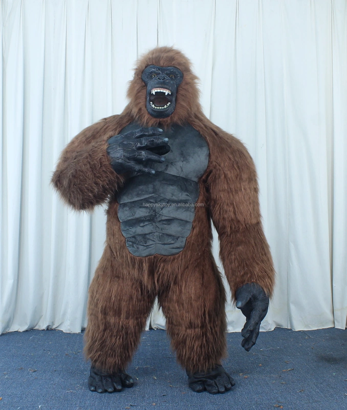 2M Grey Standing Gorilla Costume Party Blower Up Cloth Custom Animal Inflatable Mascot Costume