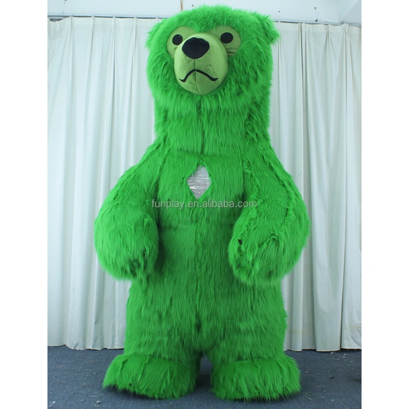 New Fashion Christmas Polar Bear Mascot Costume for Adult Inflatable Pink Green Plush Material for Parties Cosplay Holiday