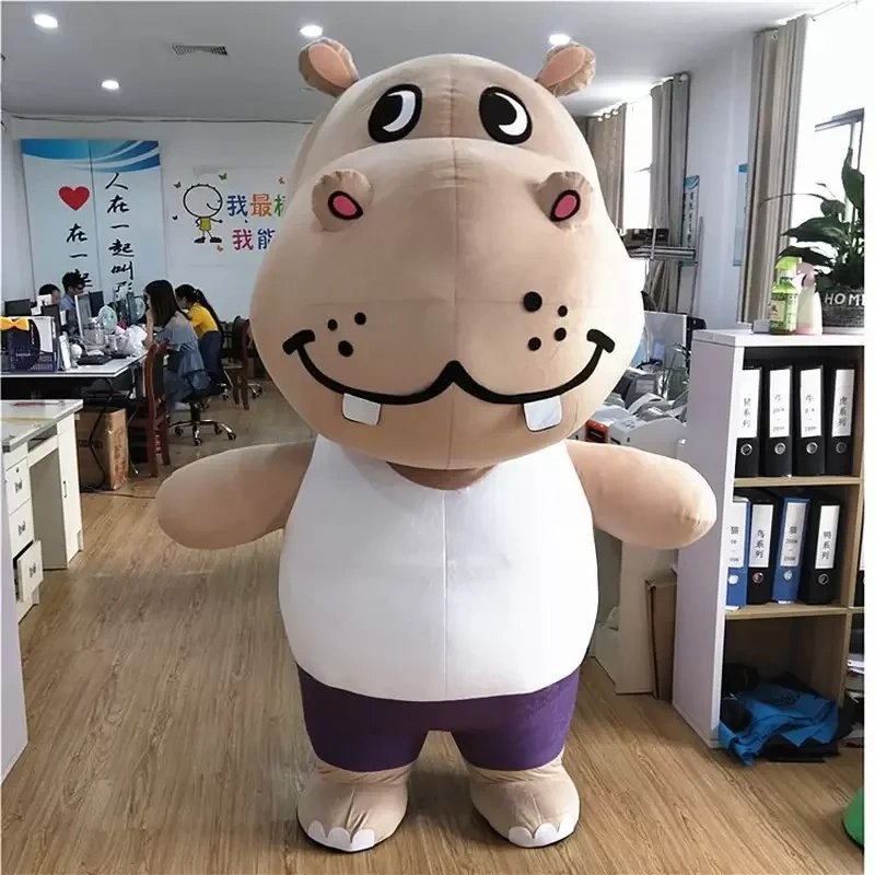 Hot Sale hippo with clothes cute EVA Mascot Costume animals inflatable giant mascot costume