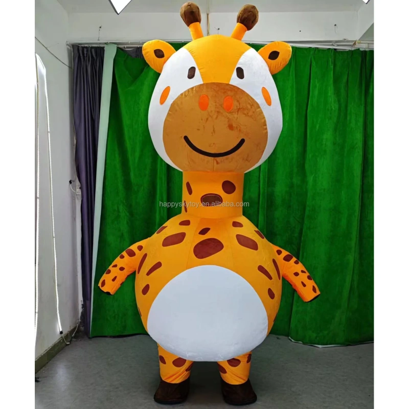 High Quality Custom Inflatable Giraffe Mascot Costume Hand-Drawn Printing for Adults' Cosplay and Halloween Games