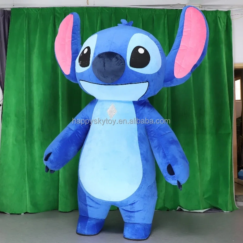 Custom 2m/2.6m Inflatable Adult Walking Costume Unisex Cartoon Character Mascot Suit with Stitch for Parties