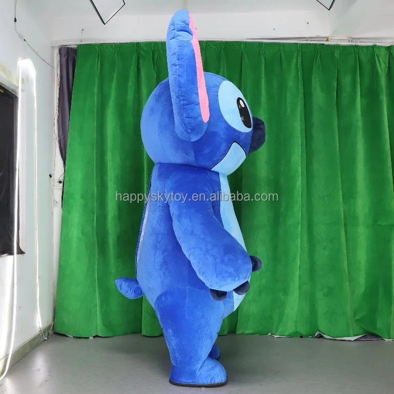 Custom 2m/2.6m Inflatable Adult Walking Costume Unisex Cartoon Character Mascot Suit with Stitch for Parties