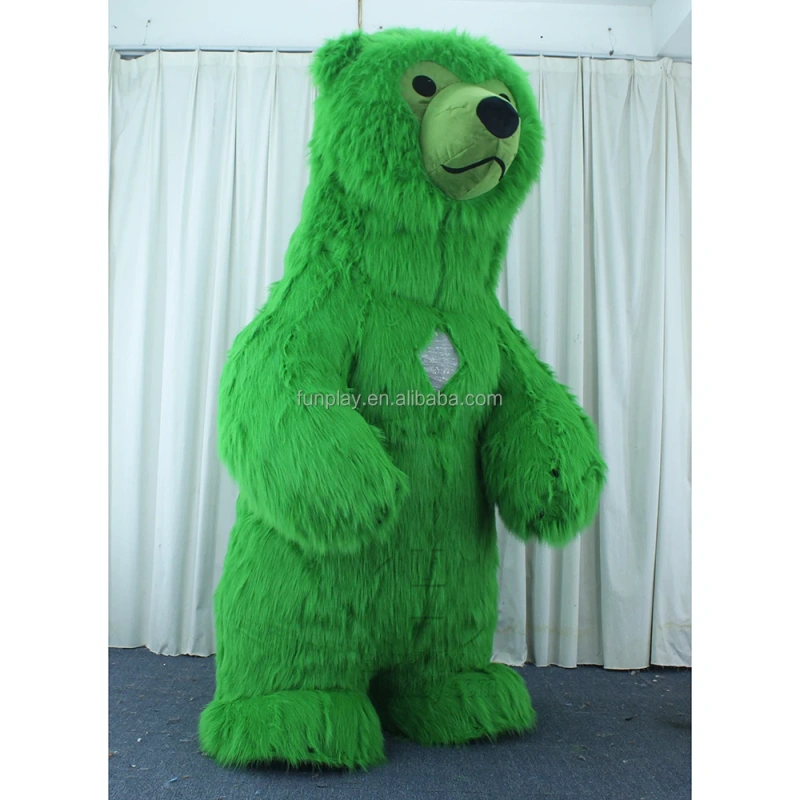 New Fashion Christmas Polar Bear Mascot Costume for Adult Inflatable Pink Green Plush Material for Parties Cosplay Holiday