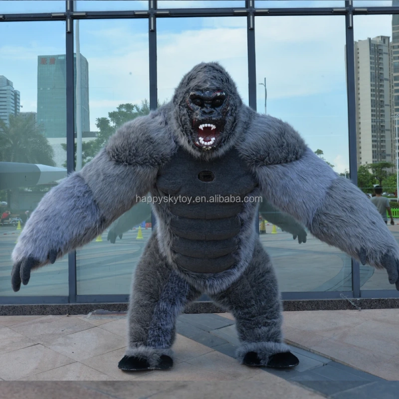 King Kong Animal Carnival Dress Suit Fur Gorilla Inflatable Mascot Costume for Adult Halloween Plush Furry Party Mascot