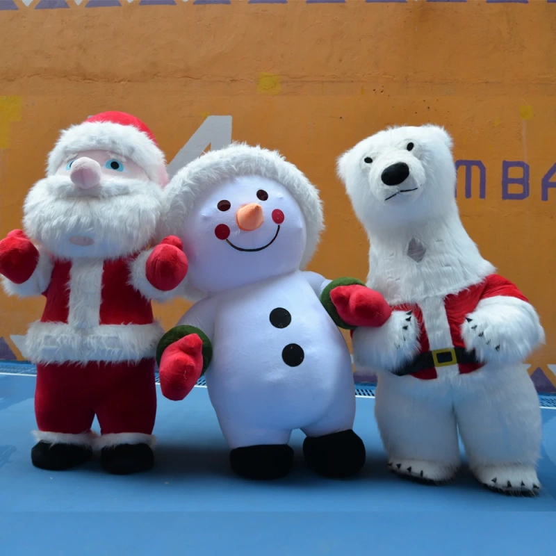 Inflatable Santa Claus Snowman Mascot Costume Adult Dress Christmas Party Mascot Costume Carnival clothing